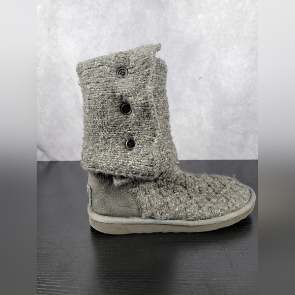 Ugg Womens Gray Australia Lattice Button Knit Tall Boots Size US 8 - Picture 4 of 16